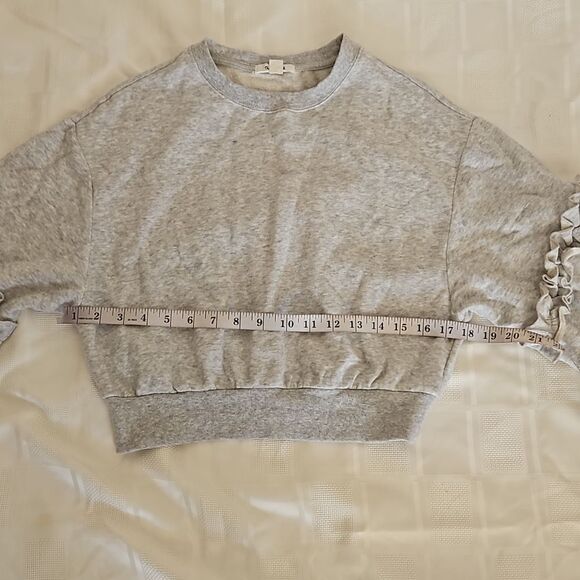 Garage Ladies Crop Sweater With Ruffled Long Sleeves XS Gray - Picture 5 of 16